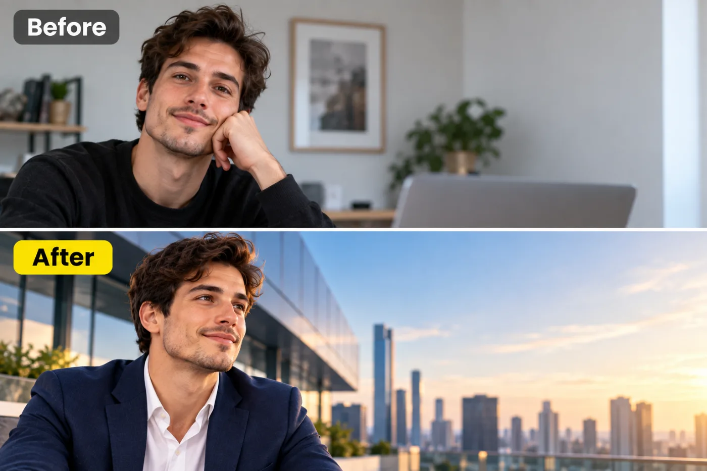 LinkedIn Banner Maker — before and after