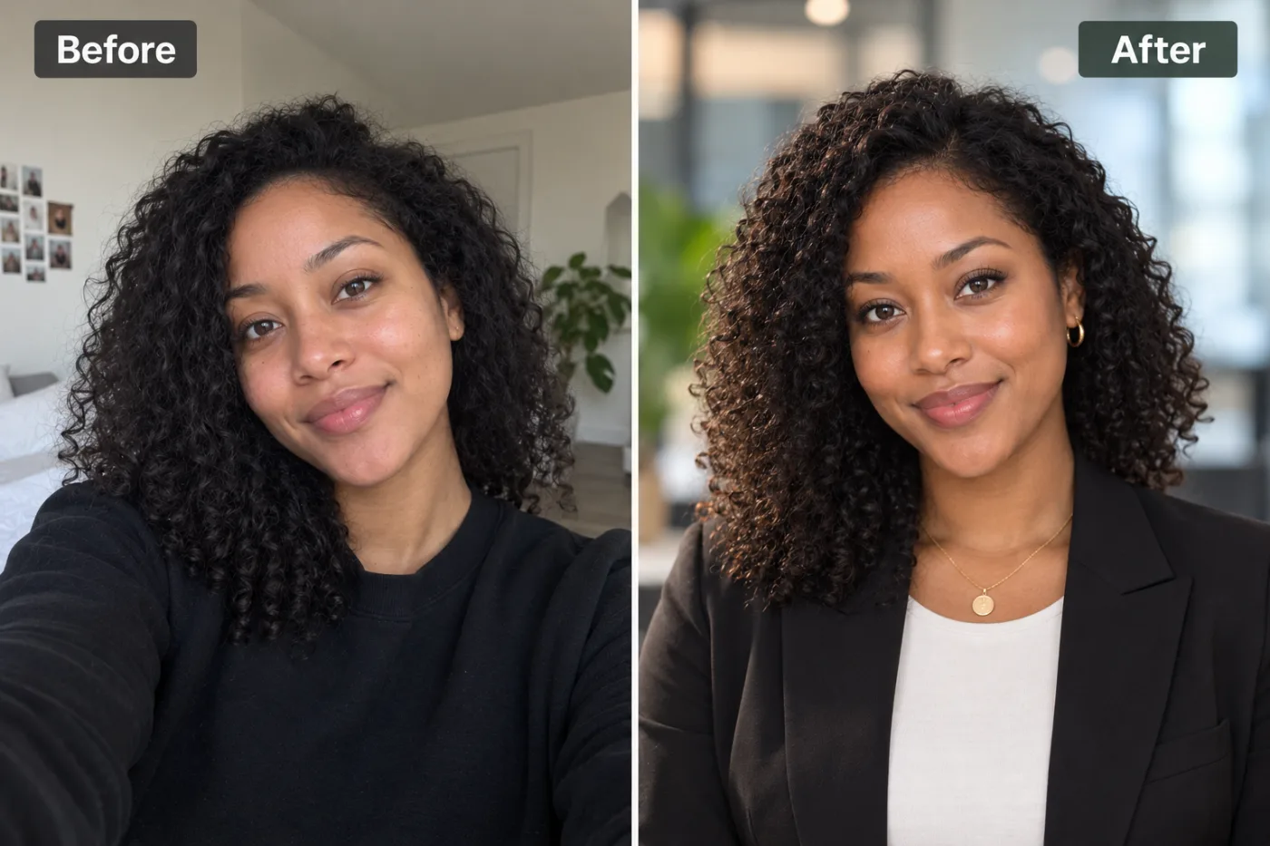 LinkedIn Headshot Maker — before and after