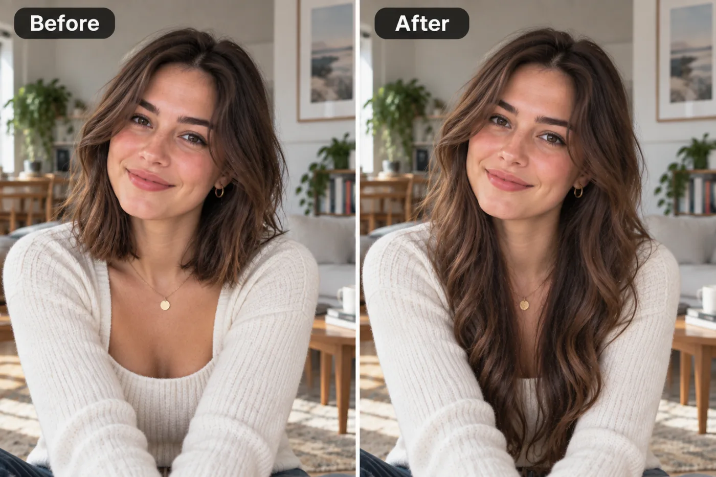 Long Hair Filter — before and after