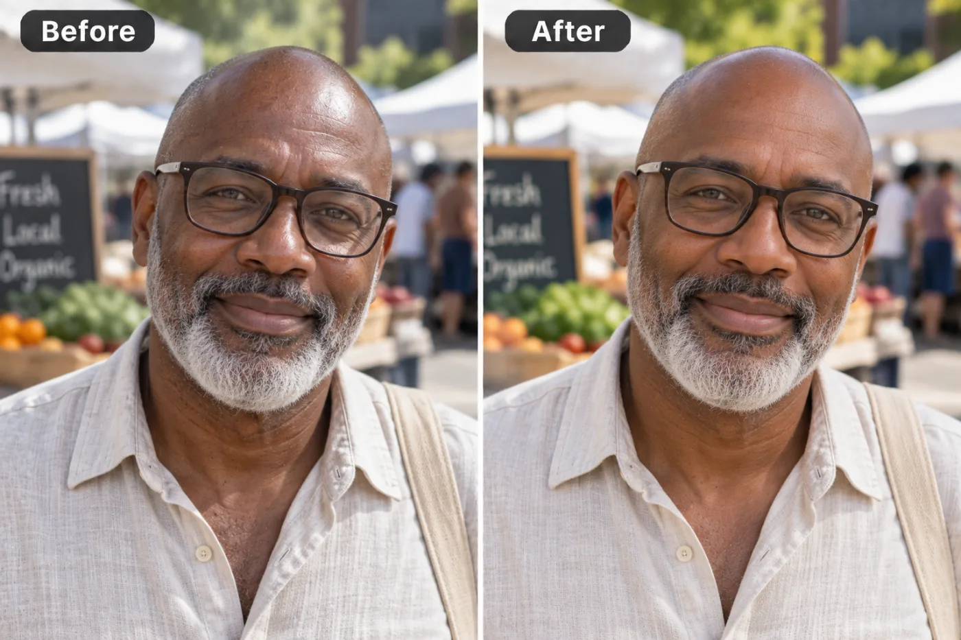 AI Photo Retouching — before and after