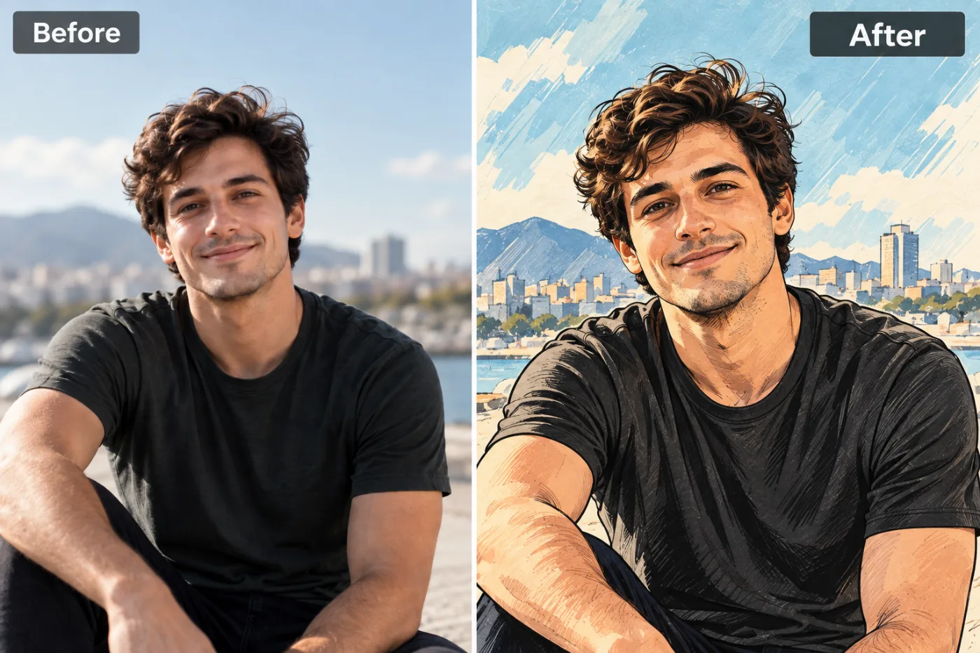 Photo to Illustration — before and after