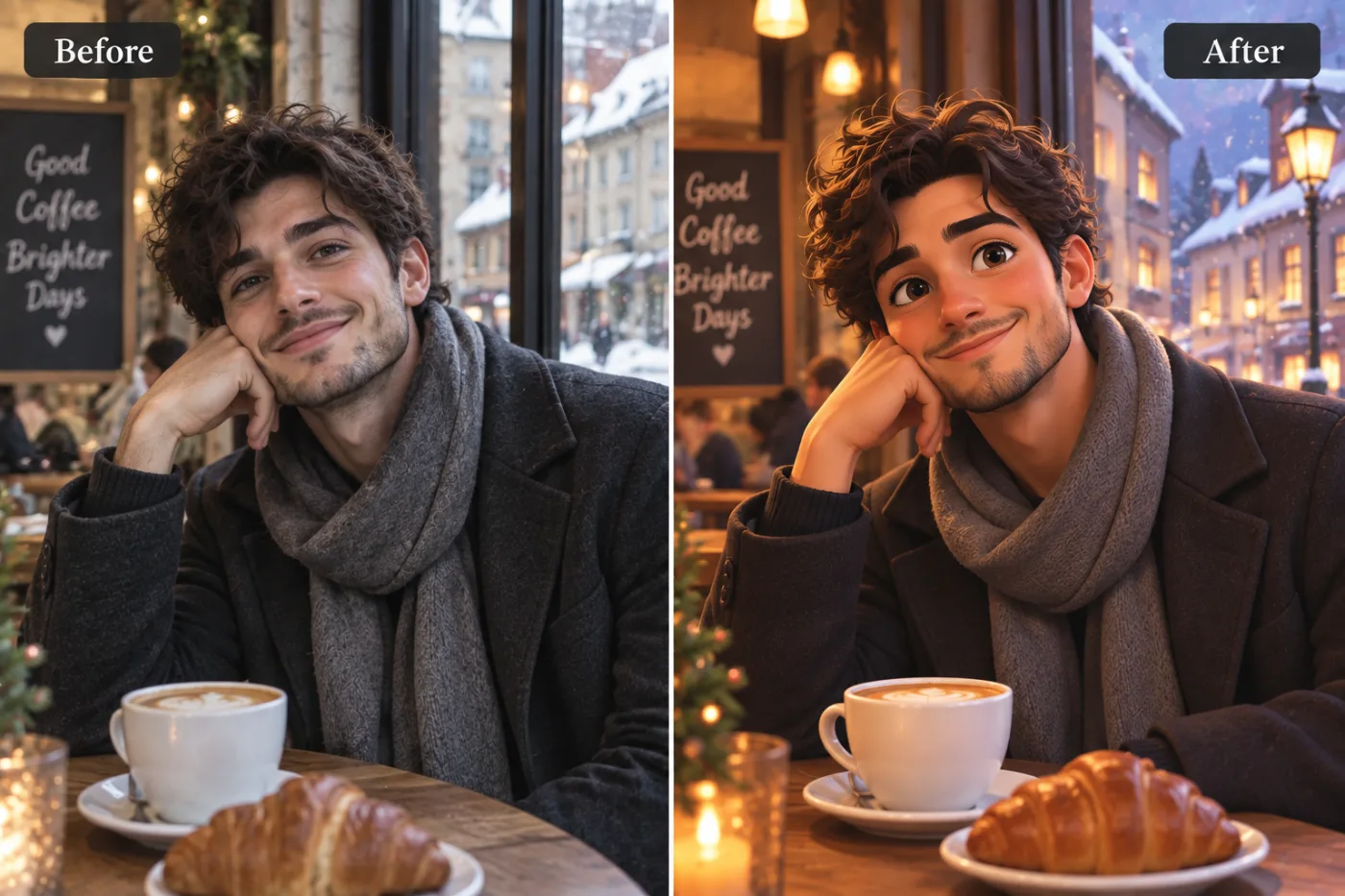 3D Animation Filter — before and after