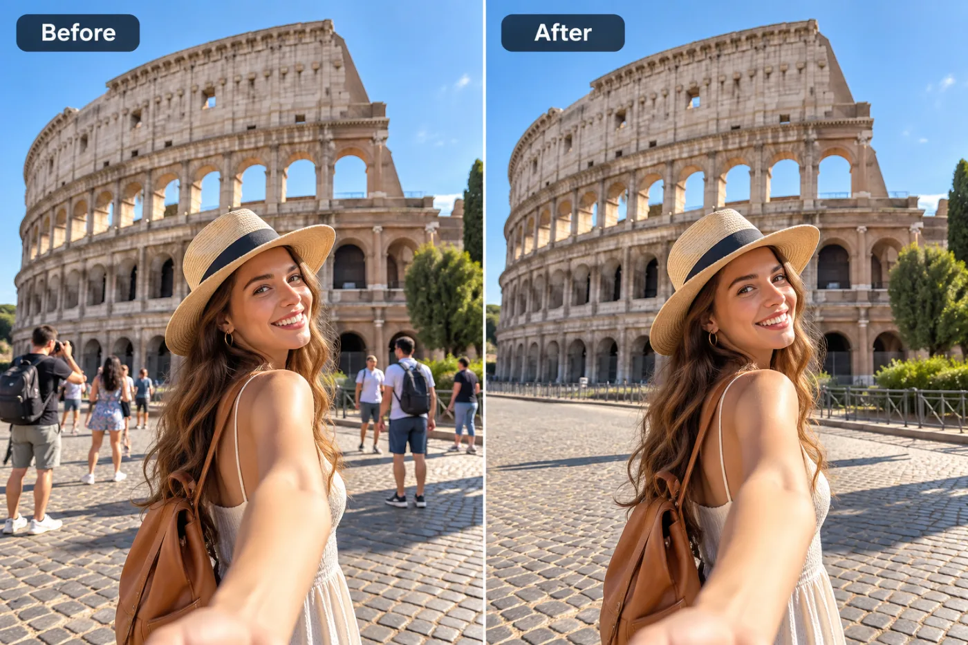 Remove People from Photos — before and after