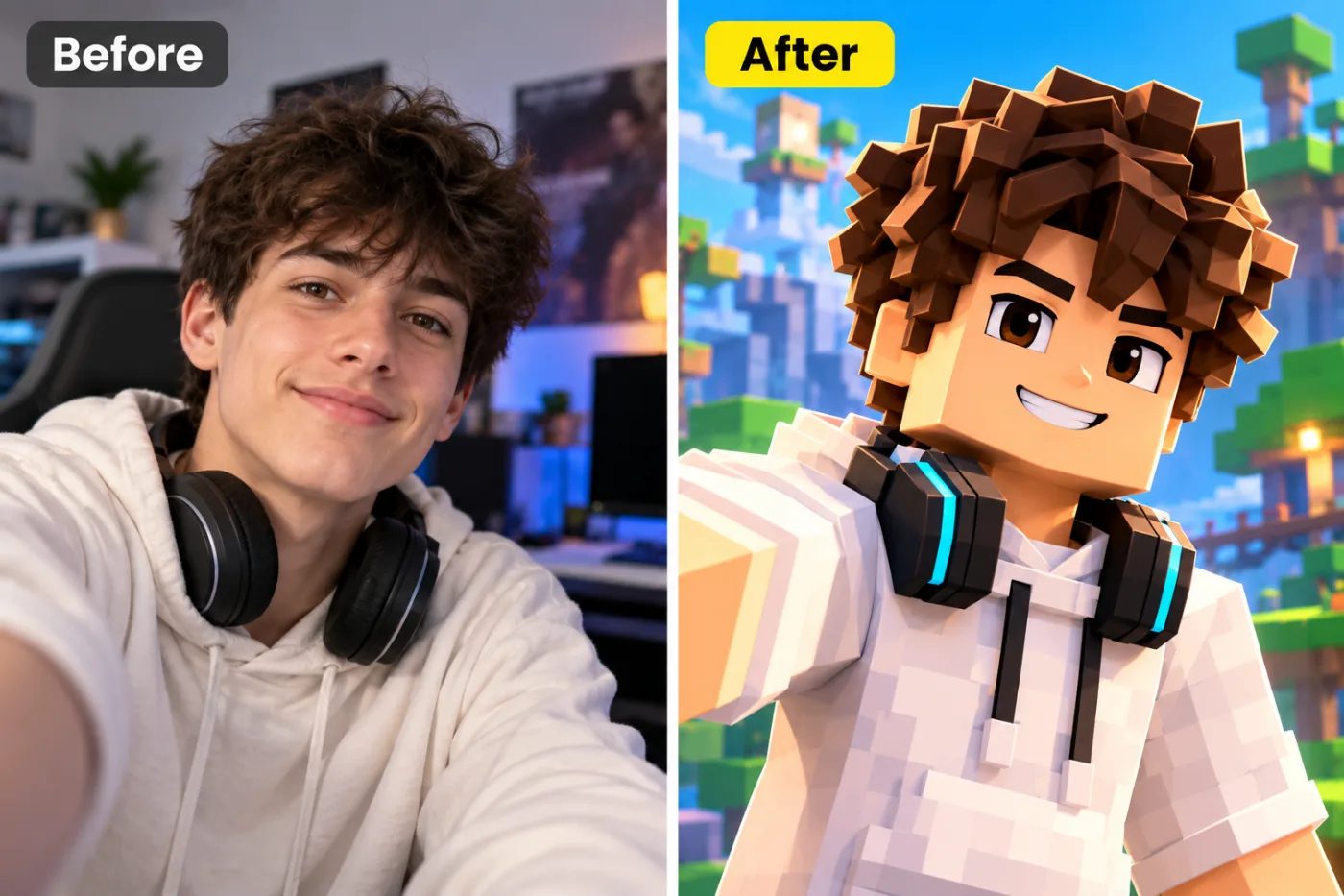 Game Avatar Maker — before and after