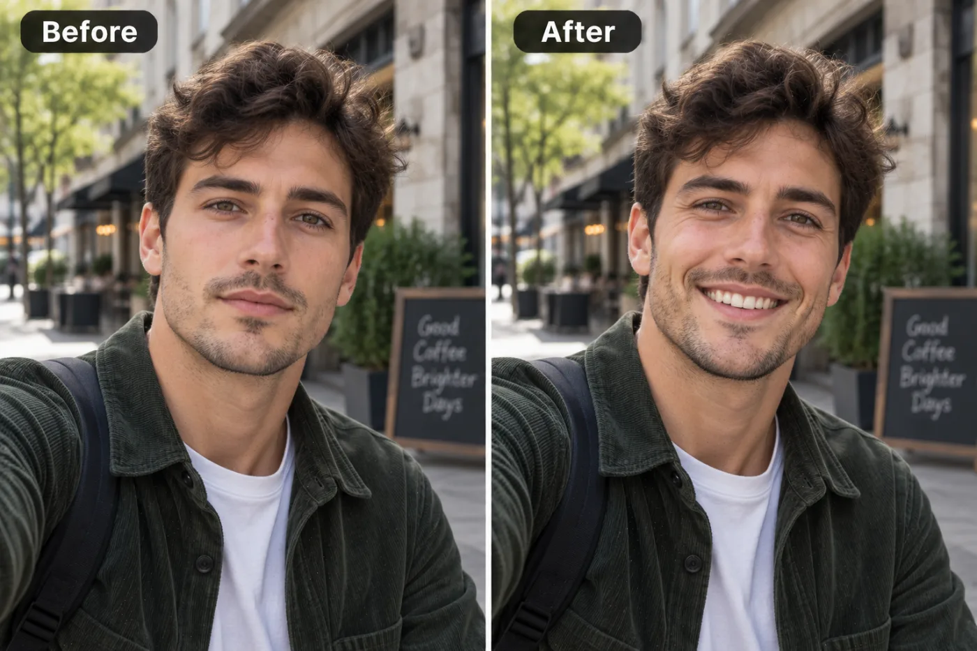 Smile Filter — before and after