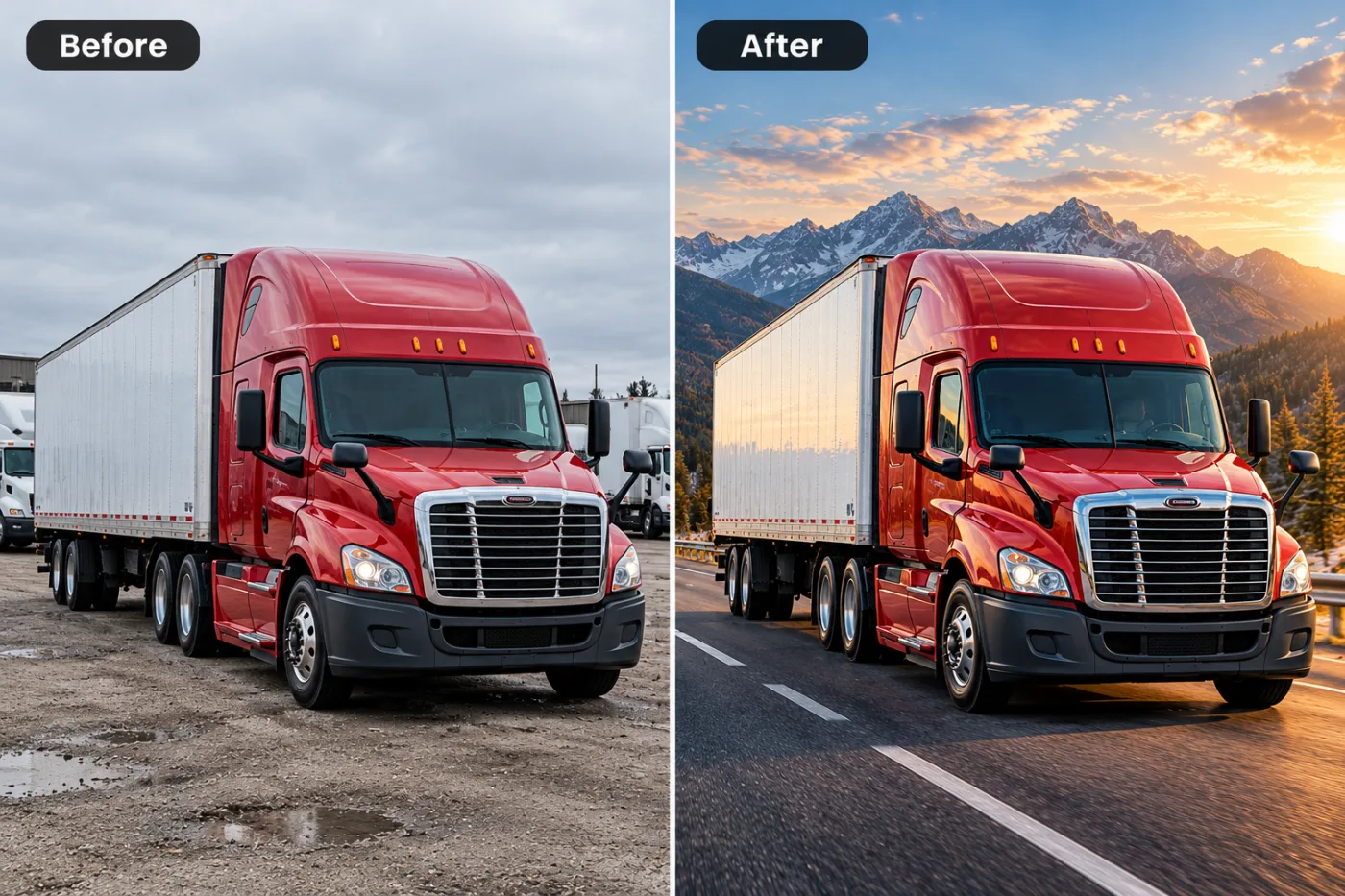 Truck Photo Editor — before and after