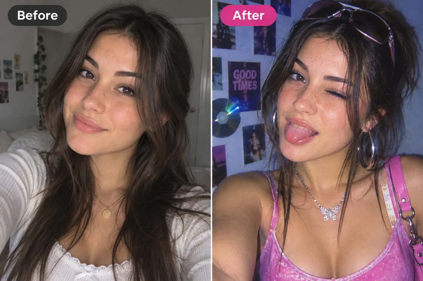 AI Y2K Aesthetic Photo Filter — before and after