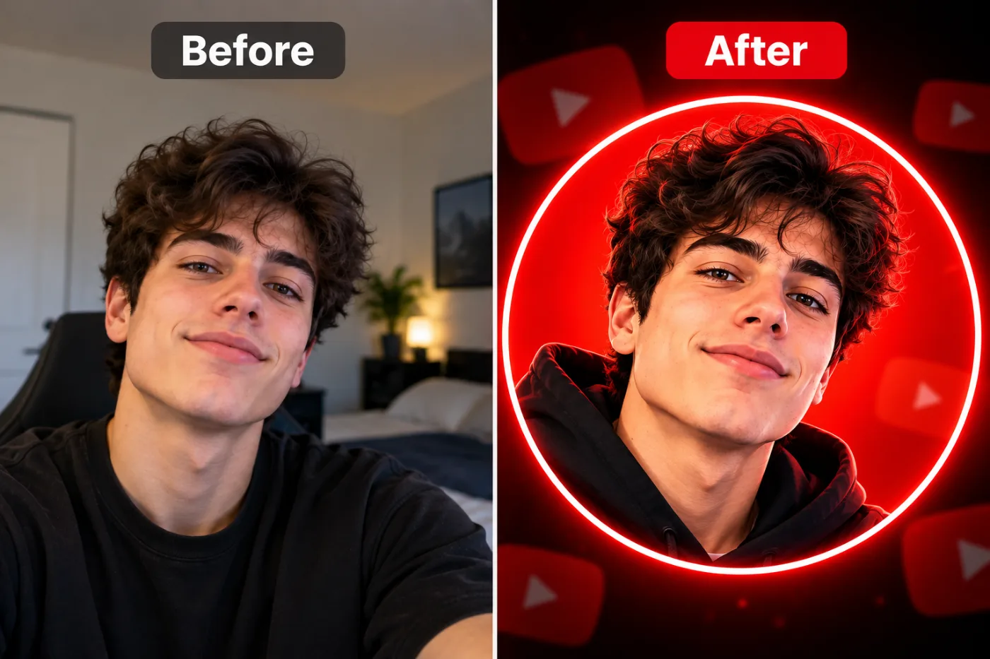 YouTube Profile Picture Maker — before and after