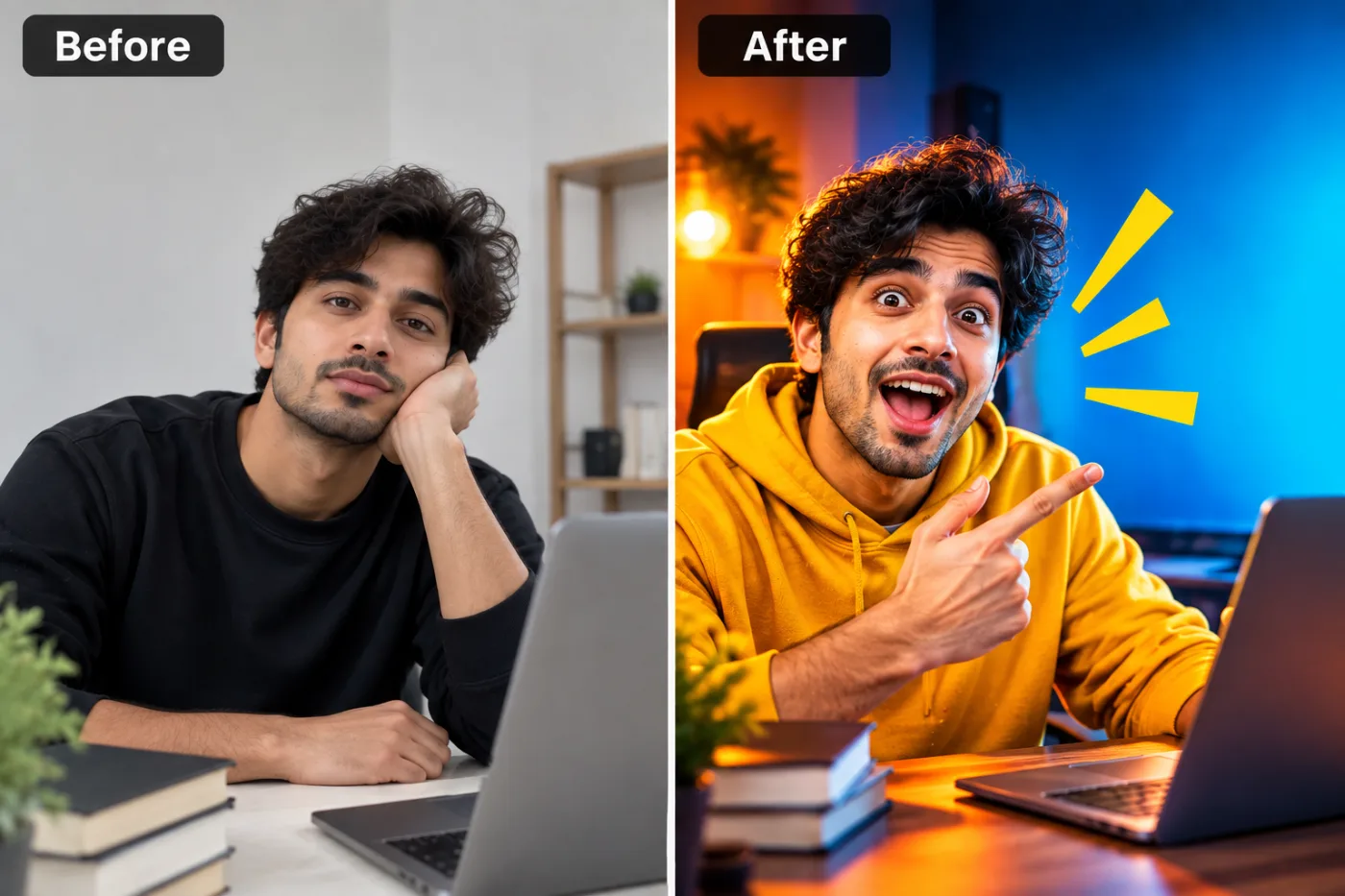 YouTube Thumbnail Maker — before and after